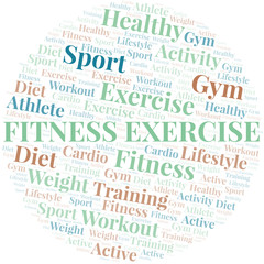Fitness Exercise word cloud. Wordcloud made with text only.