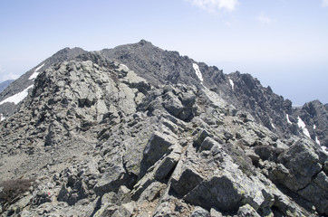 Ridge of the mountain Saos and peak Fengari on island of Samothrace in Greece