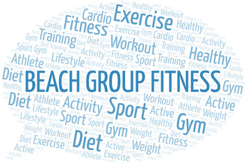 Beach Group Fitness word cloud. Wordcloud made with text only.