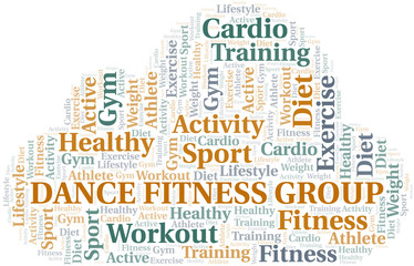 Dance Fitness Group word cloud. Wordcloud made with text only.