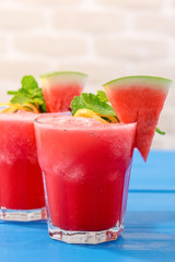 Tropical fresh watermelon smoothie summer drinks