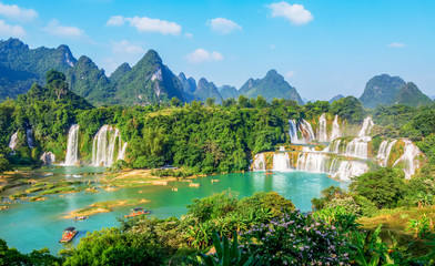 The beautiful and magnificent Detian Falls in Guangxi, China..