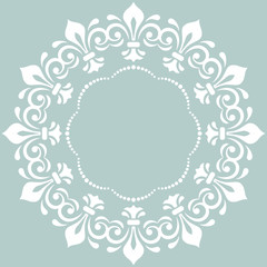 Elegant vintage vector round ornament in classic style. Abstract traditional white pattern with oriental elements. Classic vintage pattern