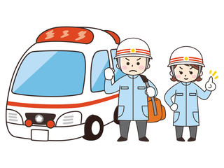 救急救命士と救急車 © shintako