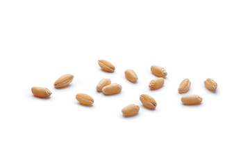 Fototapeta na wymiar Close-up of wheat grains isolated on white background