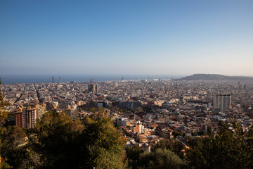 Fototapeta na wymiar Views of the city of Barcelona and the Mediterranean sea