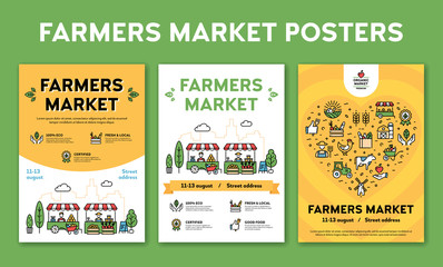 Vector Farmers Market Event Poster Set