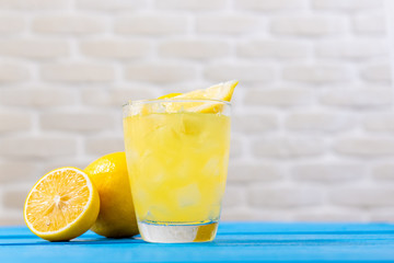 Glass of fresh lemonade juice