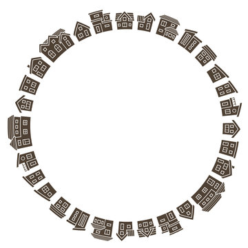 brown houses arranged in circle clip art preview