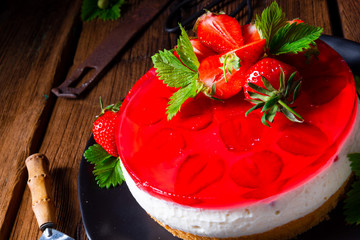 delicious cream quark pie with strawberries