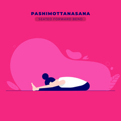 Seated Forward Bend Yoga Pose Vector Illustration