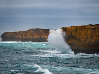 Great Ocean Road coastline with huge wave