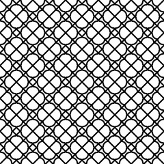 Seamless pattern based on japanese woodwork art.Black and white color.