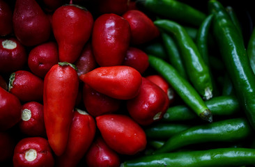 Fresh Red and Green Chilies