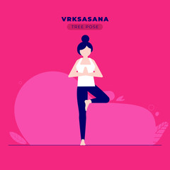 Tree Yoga Pose Vector Illustration