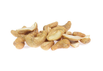 cashew nuts on white background