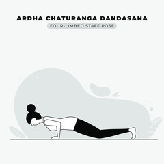 Four Limbed Staff Yoga Pose Vector Illustration