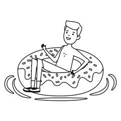 young man with donut float character