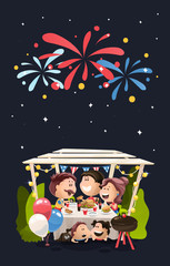 Friends and family late night dinner at July 4th