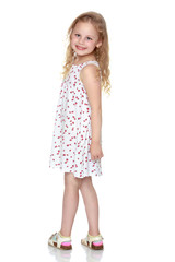 The little girl is full-length.