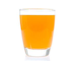 Orange juice in glass  isolated on white background