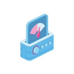 Manometer, Pressure gauge 3d vector, icon isometric, pink and blue colors, minimalism illustrate