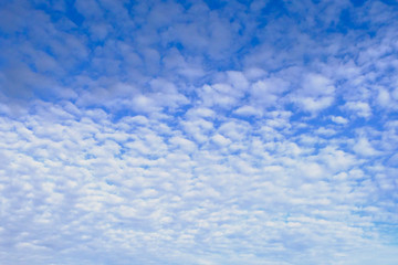 Fototapeta na wymiar Blue sky with white, soft clouds for summer. Beautiful air cloud in the blue nature landscape background or texture. Clearing day and Good weather in the morning. Day concept.