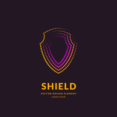 Linear shield, a symbol of security and reliability. Minimalistic vector illustration.