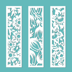 Flower borders for design and decoration. A set of decorative panels for cutting paper, laser or plotter.