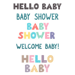 Baby shower hand drawn lettering collection