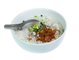 Boiled rice pork  isolated on white