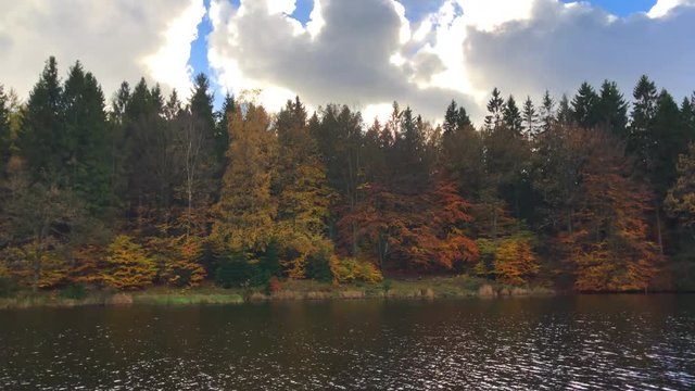 299 Red autumn lake forest trees