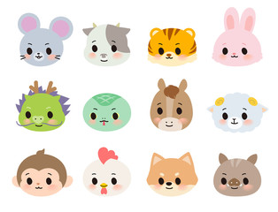 12 animals zodiac_Face