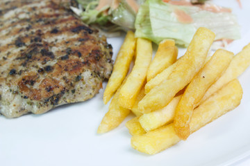 Grilled Beef Steak Isolated. Clipping path