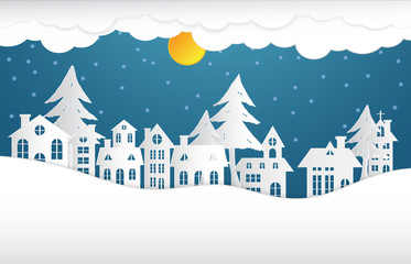 Fototapeta premium winter landscape with houses and trees