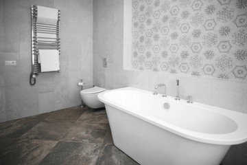 Naklejka na ściany i meble White bath in the luxury interior