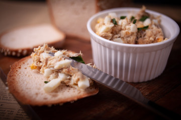 bread and mackerel paste