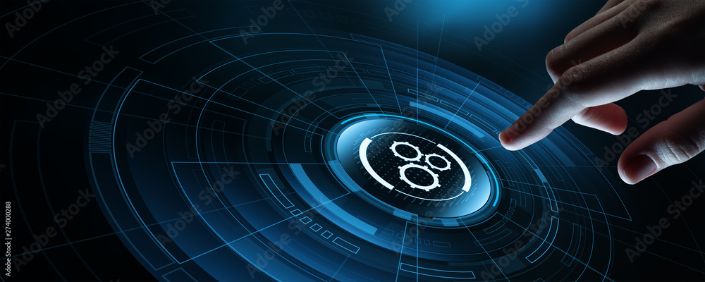 Poster automation software technology process system business concept