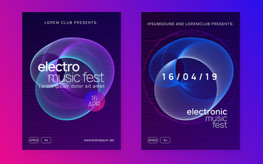 Gradient party flyer. Dynamic fluid shape and line. Energy discotheque brochure set. Gradient party flyer. Electro dance music. Electronic trance sound. Club dj poster. Techno event.