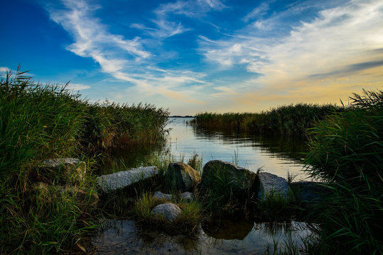Abendstimmung am "Achterwasser" bei Zempin auf Usedom