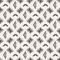 Abstract beige black home decor pattern with simple geometric print. Pastel bed linen tile.  Simple tribal desing for bed linen, surface decor, distress dynamic shape.  Seamless Vector