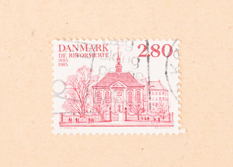 DENMARK - CIRCA 1980: A stamp printed in Denmark shows a church, circa 1980