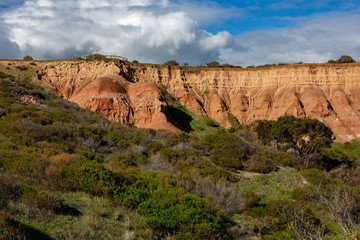 The iconic rock formations and boardwalk at Sugarloaf rock Hallett Cove South Australia on 19th June 2019