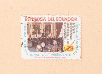 ECUADOR - CIRCA 1980: A stamp printed in Ecuador shows the president, circa 1980