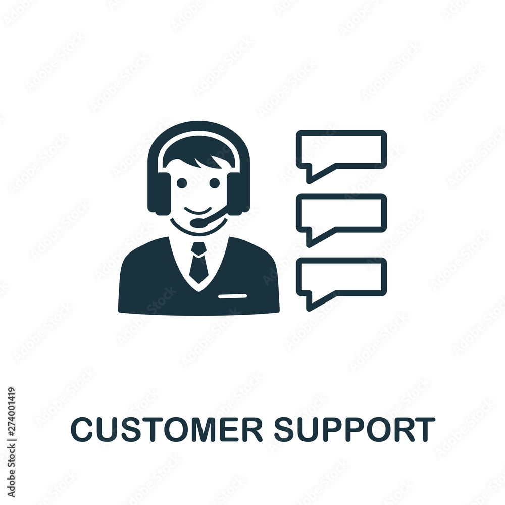 Poster customer support vector icon symbol. creative sign from icons collection. filled flat customer suppo