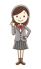 女子学生　ガッツポーズ