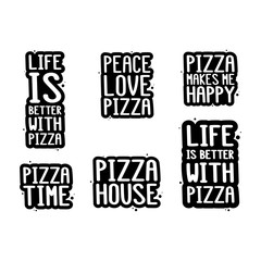 Pizza inscription set. It can be used for menu, banner, poster, label, packaging and other promotional marketing materials.