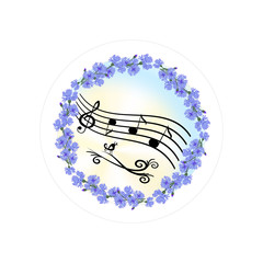 round color emblem with beautiful flowers,vector