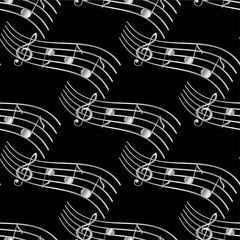 beautiful seamless pattern with musical notes and violin keys.vector