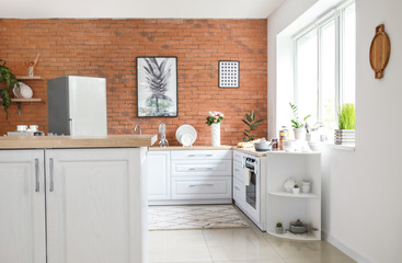 Interior of modern comfortable kitchen